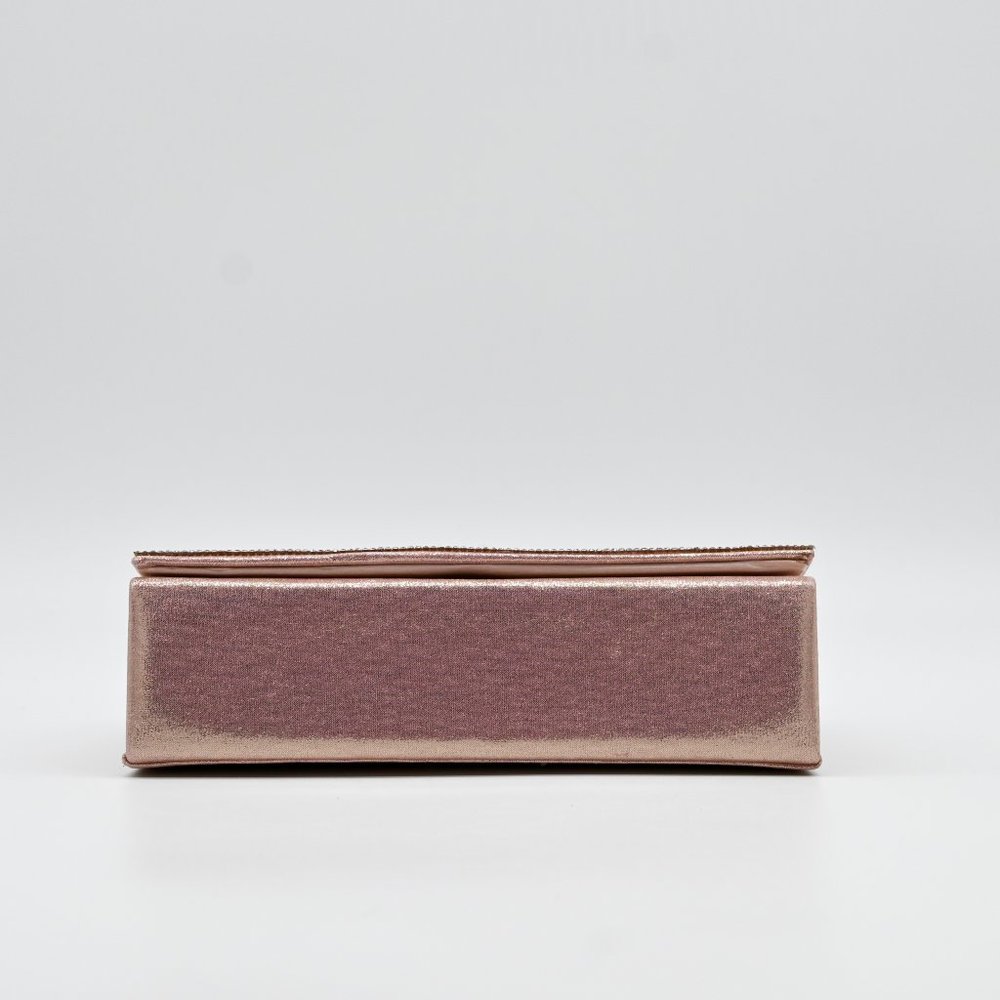 NINA Satin Rose Gold Embellished Handbag - Picture 5 of 6